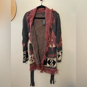 Miss Me Gray and Burgundy Cardigan